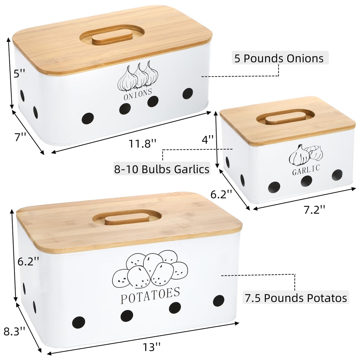 3 Pack Potato Onion Garlic Storage Set T547