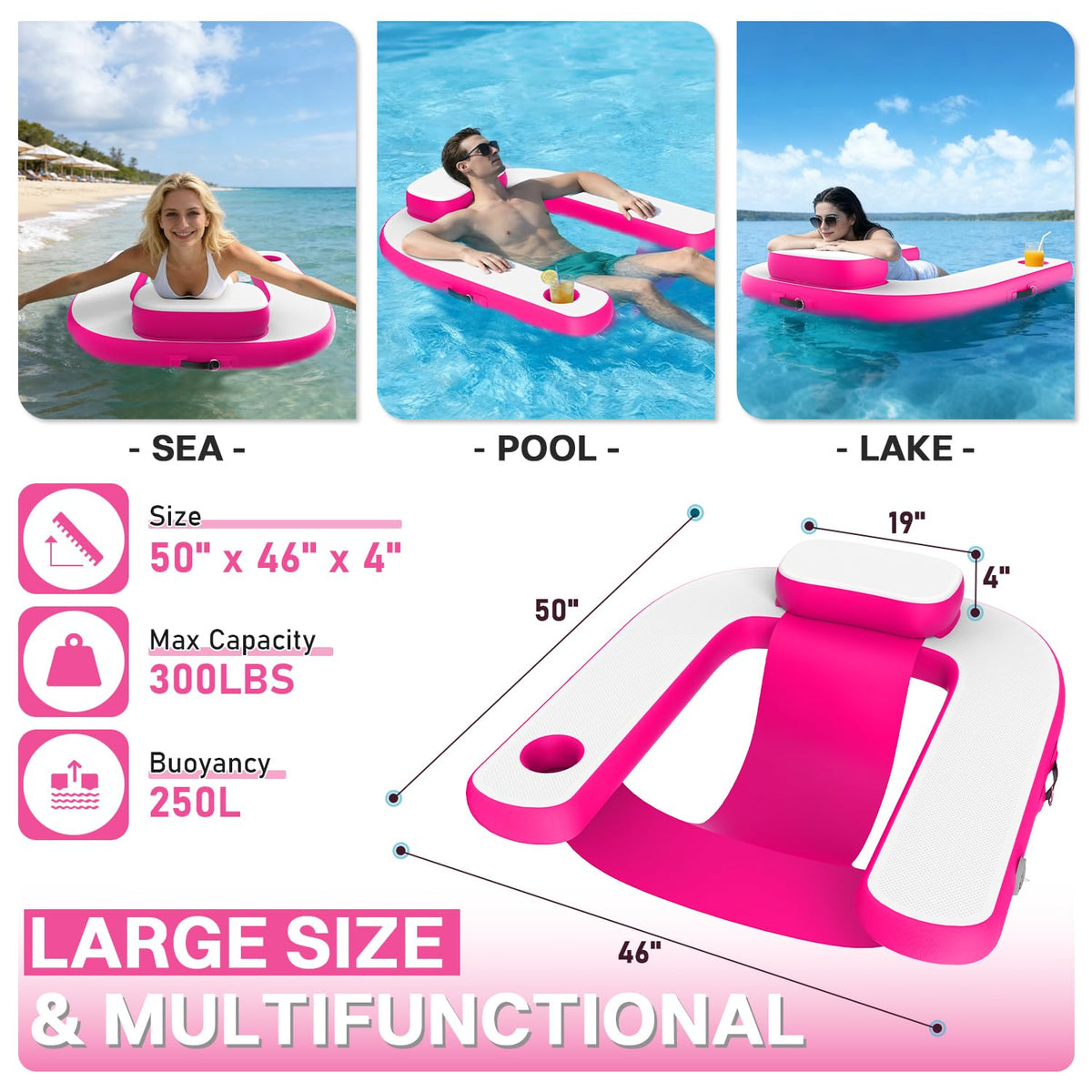 Pool Floats with Cup Holder & Headrest T20656