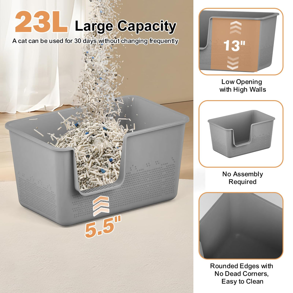 Extra Large High Sided Cat Litter Box T845143