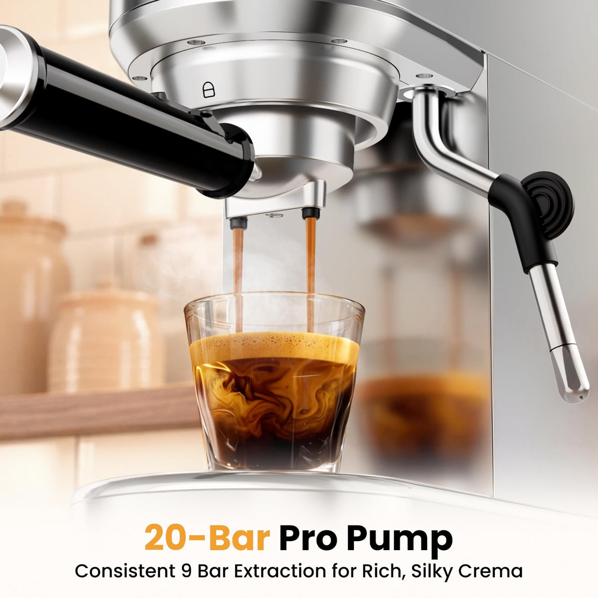 20 Bar Compact Stainless Steel Espresso Machine with Milk Frother L508