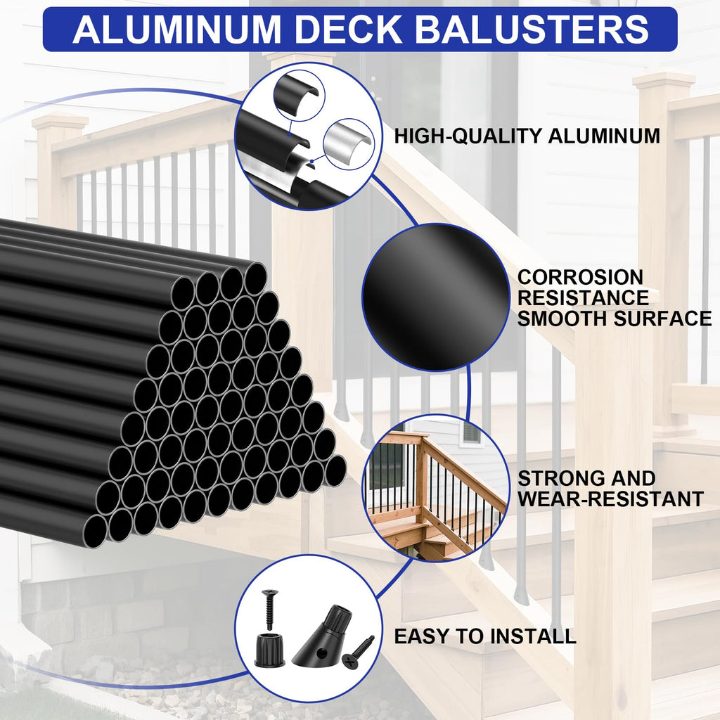 26" Black Aluminum Deck Balusters 120 Pack K184