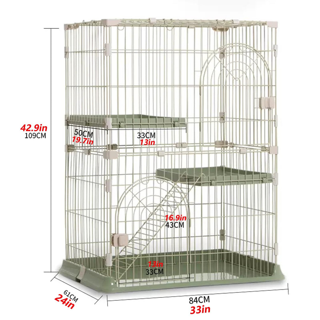 3/4-Tier Wire Cat Cage Playpen Kennel with Hammock and 3 Platforms D7609