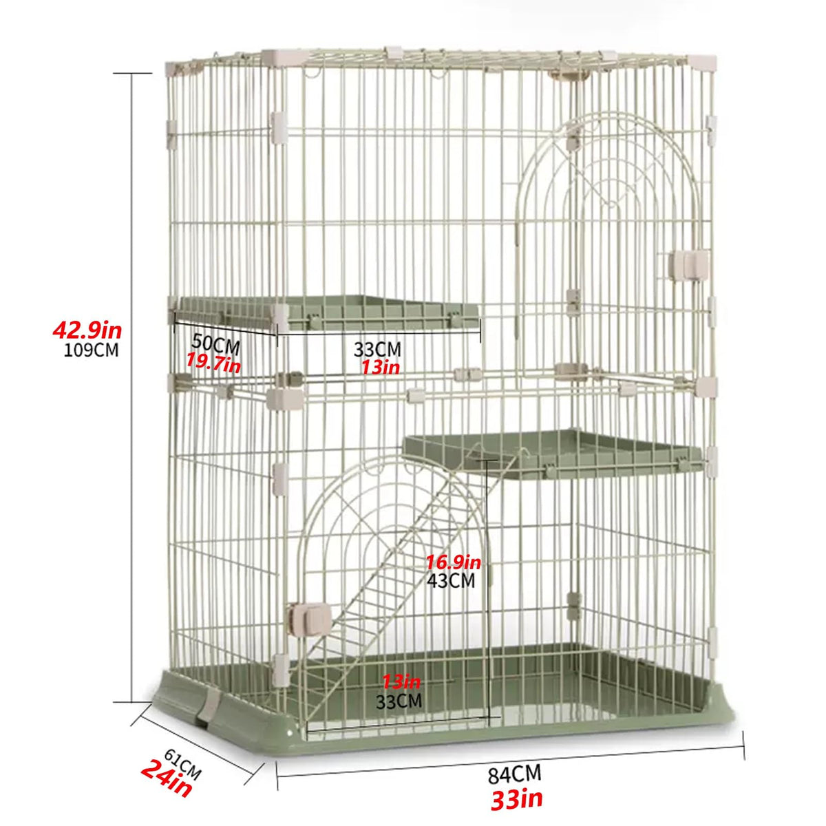 3/4-Tier Wire Cat Cage Playpen Kennel with Hammock and 3 Platforms D7609