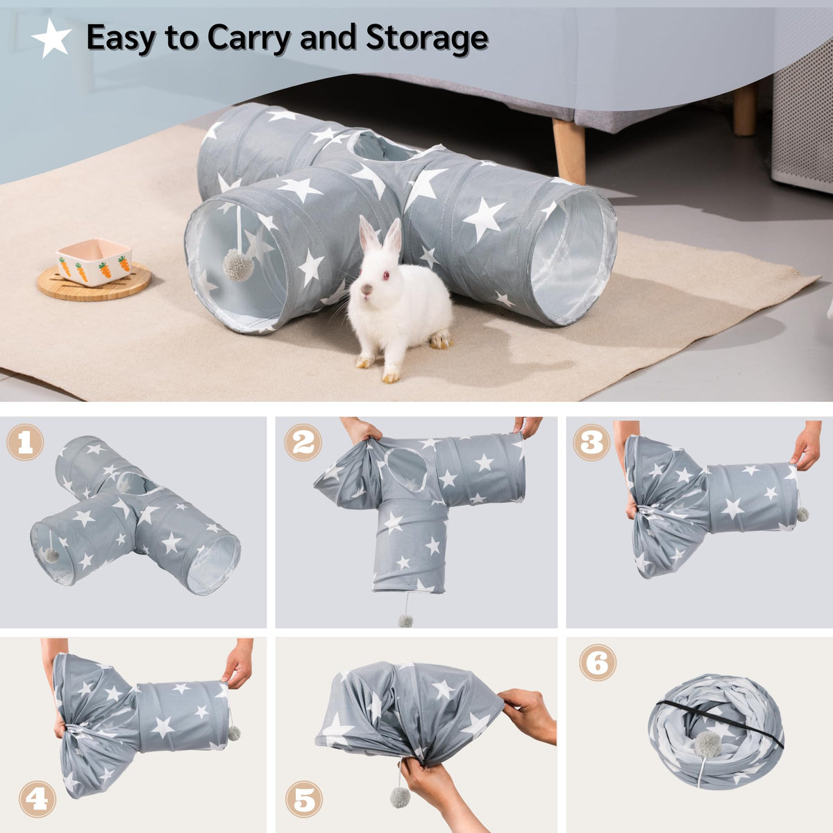 3 Way Collapsible Rabbit Tunnel Toy D63782