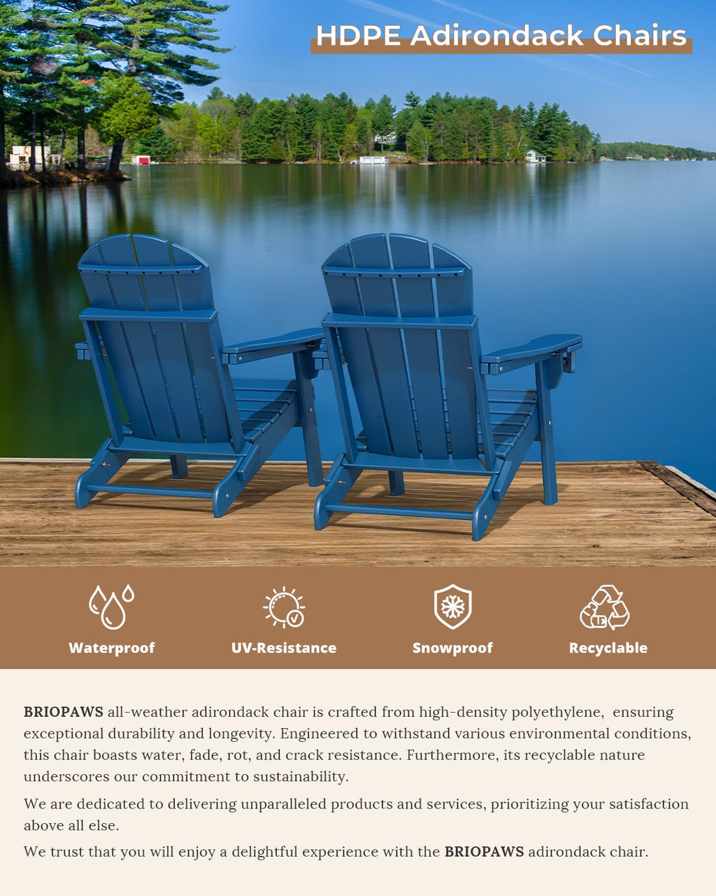 Folding Adirondack Chairs Set of 2 Blue HDPE N138480