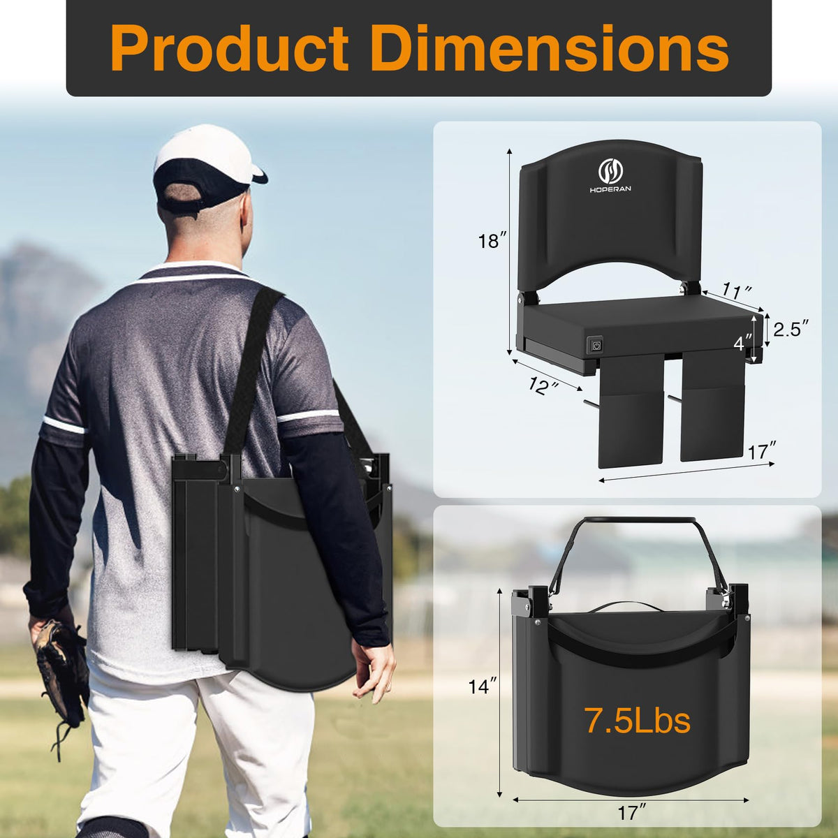 Heated Stadium Seats for Bleachers with Back Support T3970