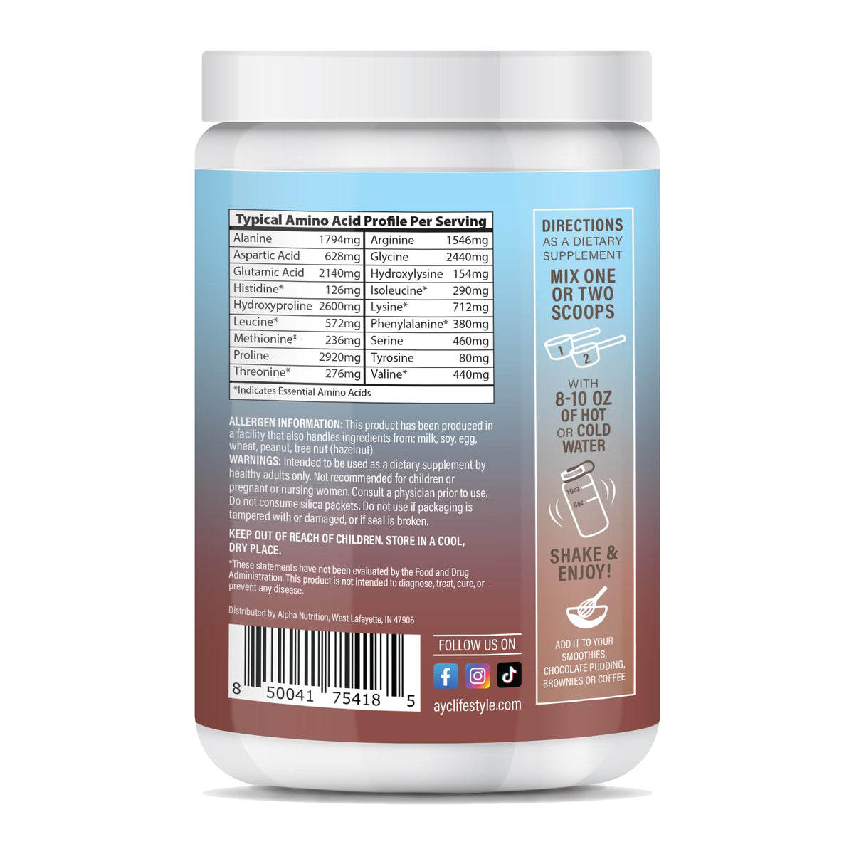 Chocolate Hydrolyzed Type 1&3 Collagen Peptides Powder A943437