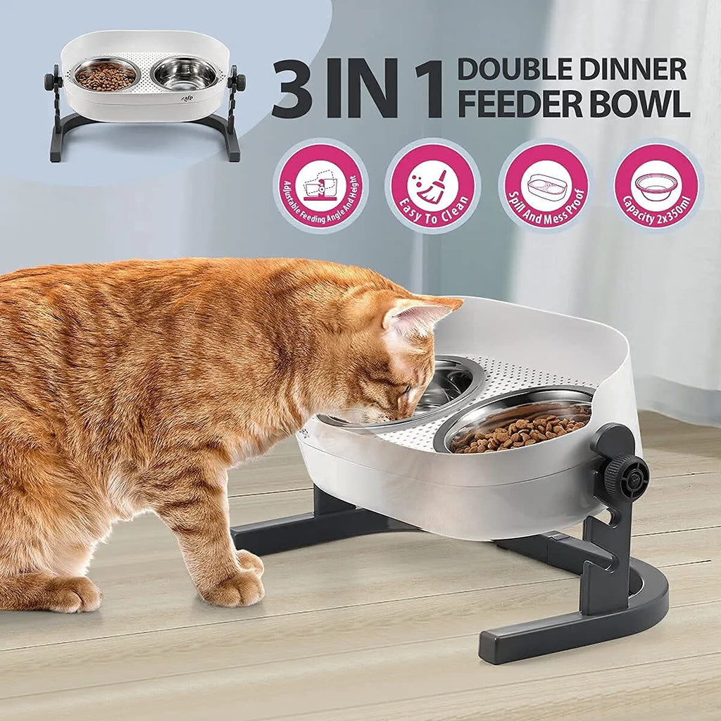 Height Adjustable Stainless Steel Cat Dog Bowls J351