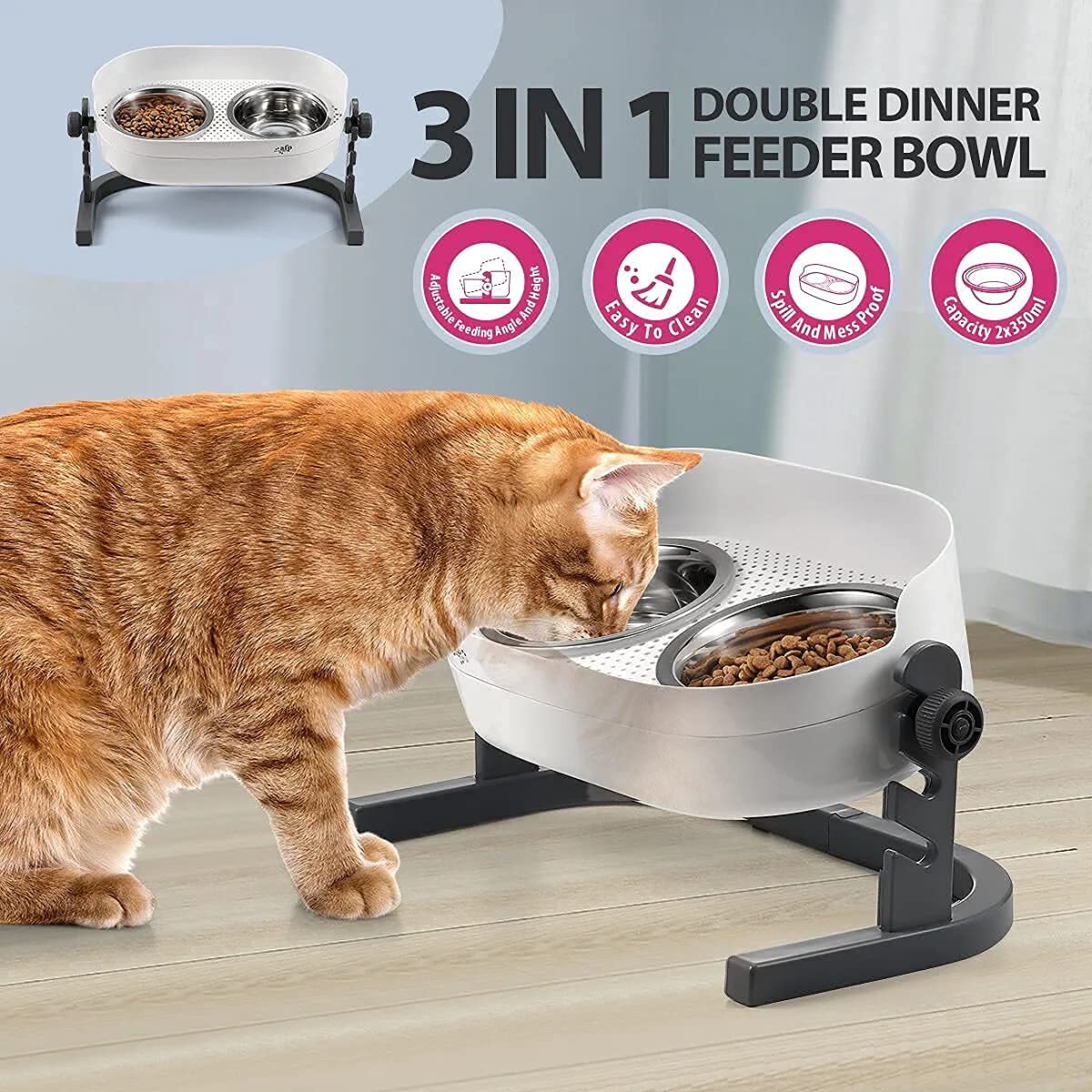 Height Adjustable Stainless Steel Cat Dog Bowls J351
