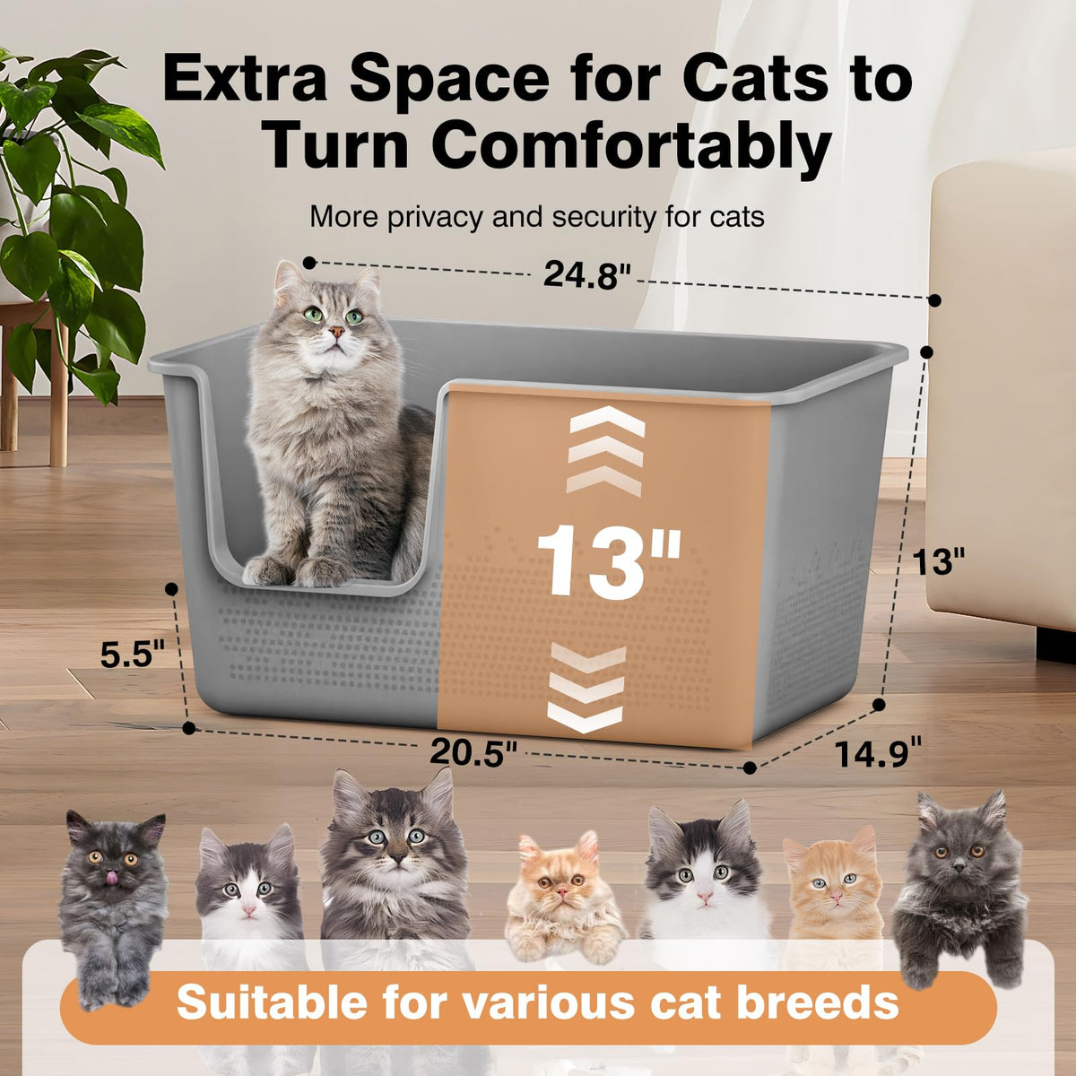 Extra Large High Sided Cat Litter Box T845143