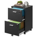 2 Drawer Wood File Cabinet with Lock, Black Y353975