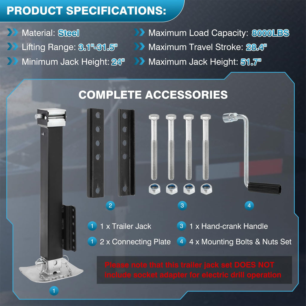 8000LBS Heavy Duty Trailer Jack V386557