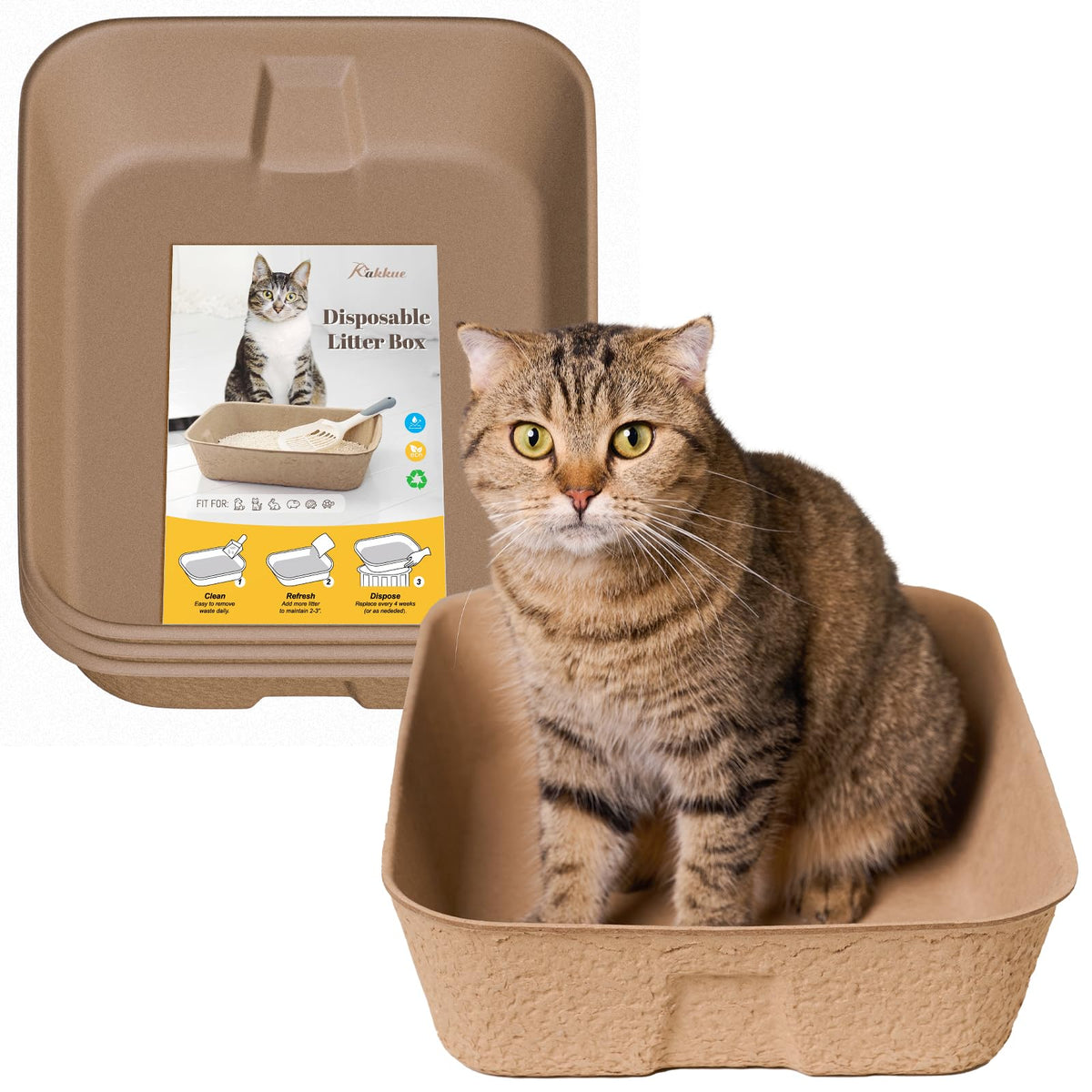 4 Pack Disposable Cardboard Cat Litter Boxes Q6875