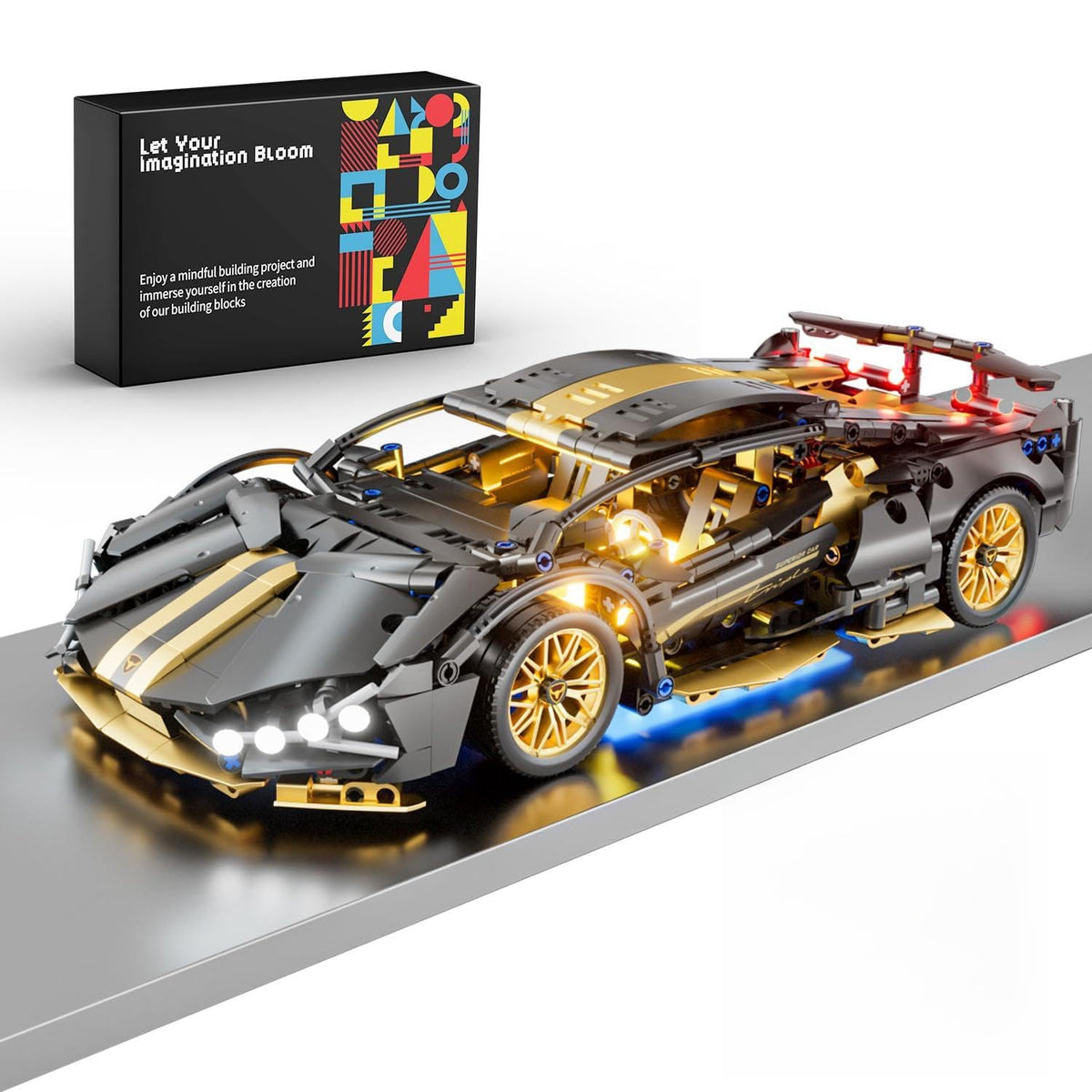 1:14 Building Block Car Set with LED V444398