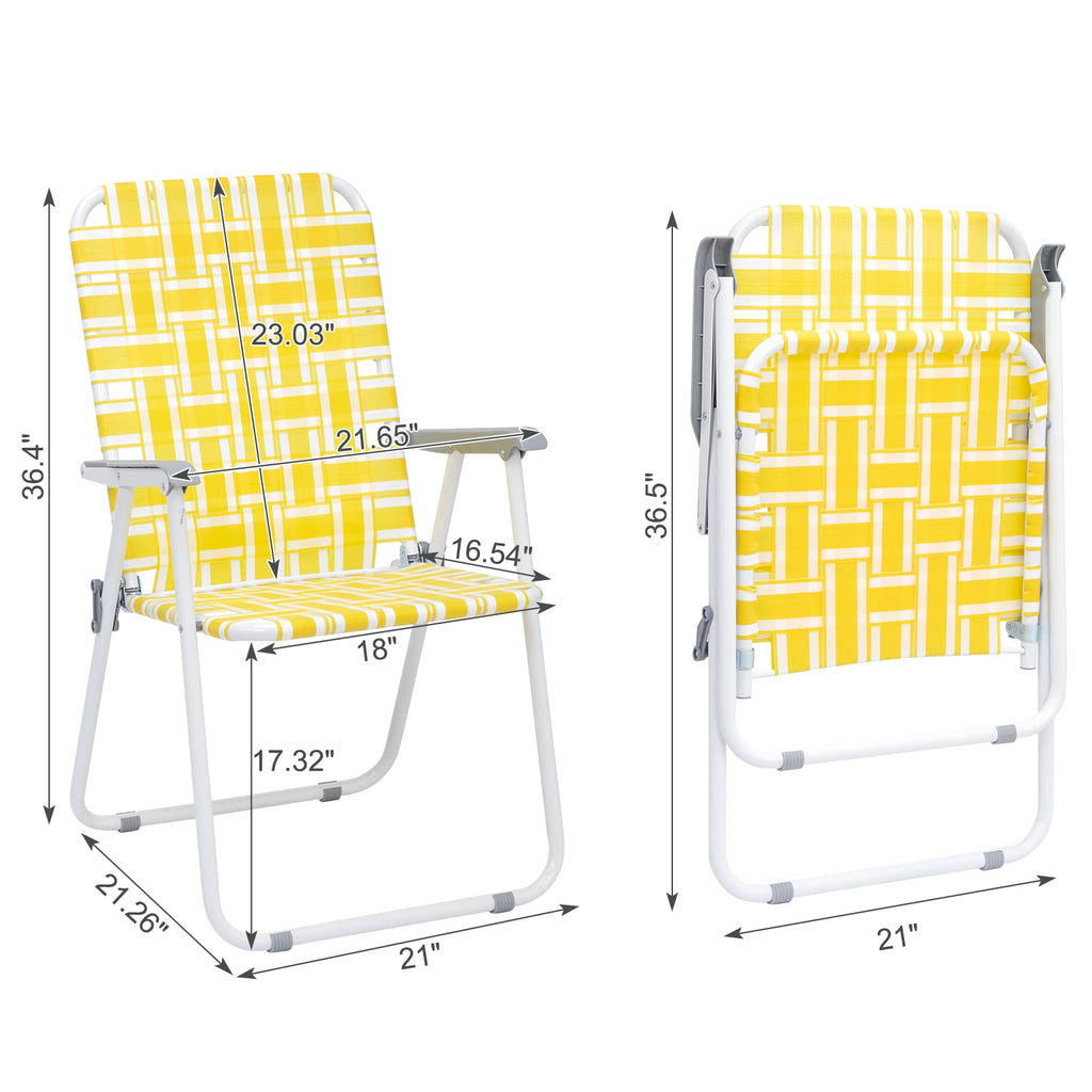 Folding Webbed Camping Chair Set of 2 Yellow E21478