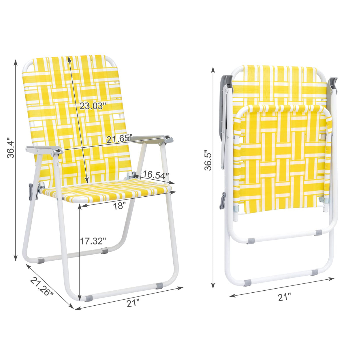 Folding Webbed Camping Chair Set of 2 Yellow E21478