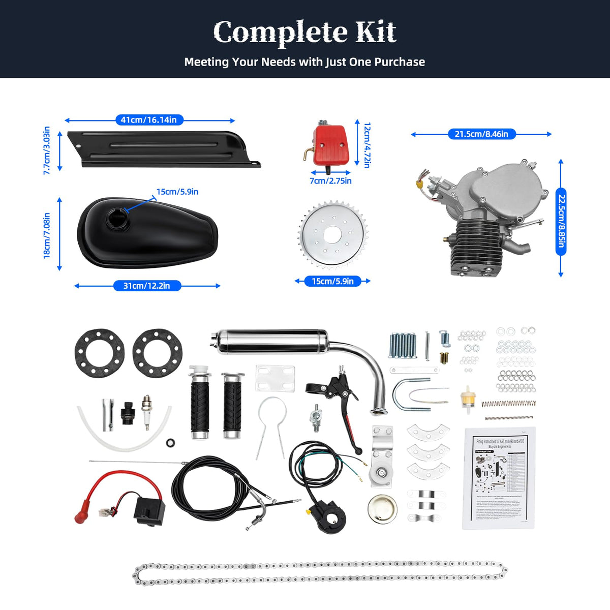 2-Stroke 100cc 36 Teeth Bicycle Engine Kit K985