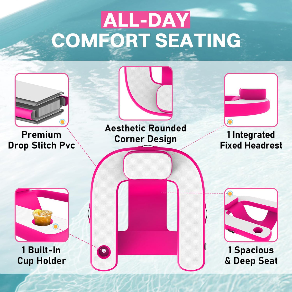 Pool Floats with Cup Holder & Headrest T20656