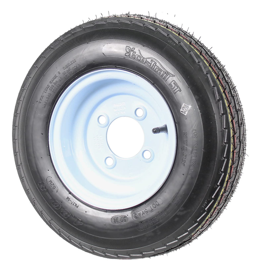 2-Pack Trailer Tire Rim Assembly 4.80-8 4 Lug White Q9708