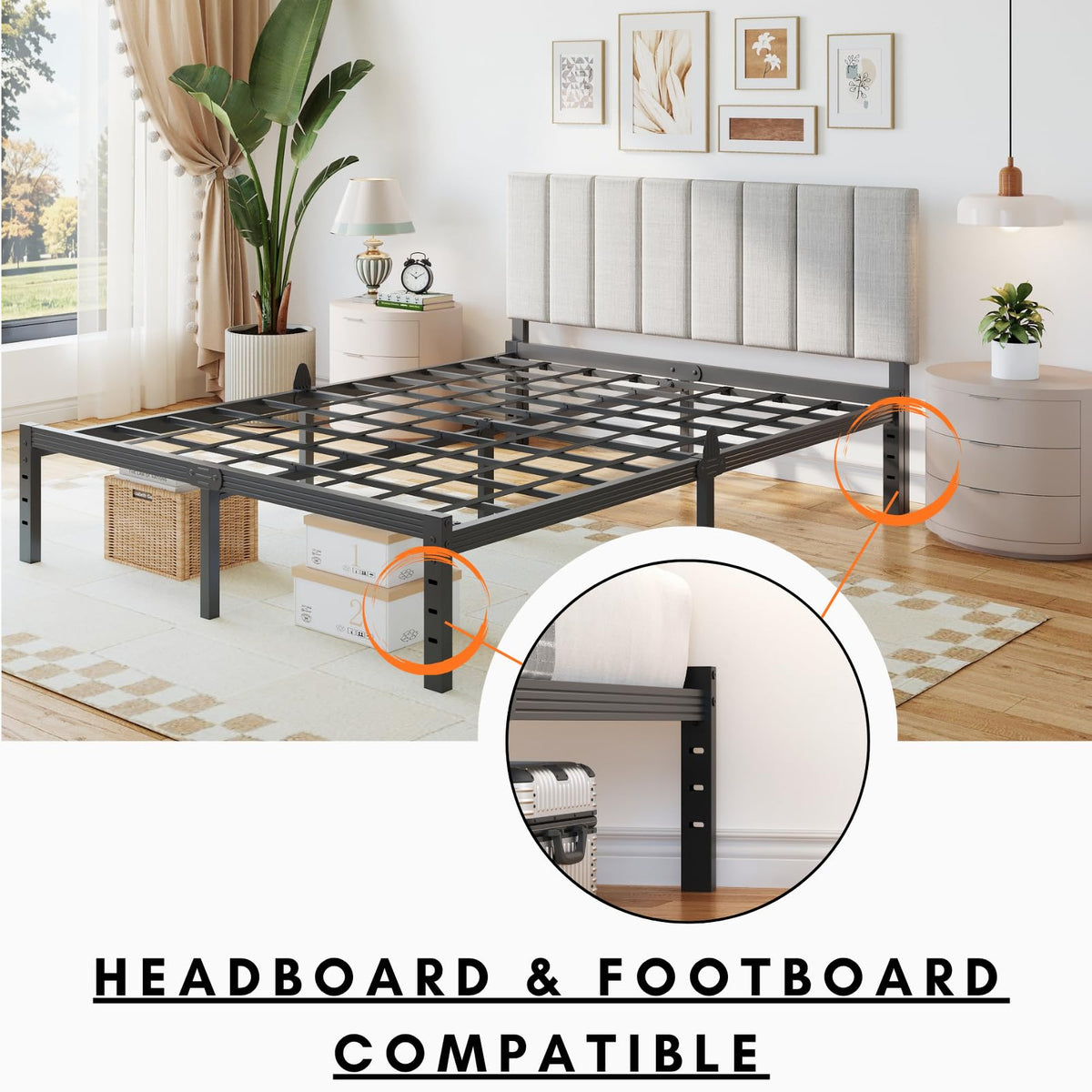 14 Inch Metal Platform Full Bed Frame with Storage Z82563
