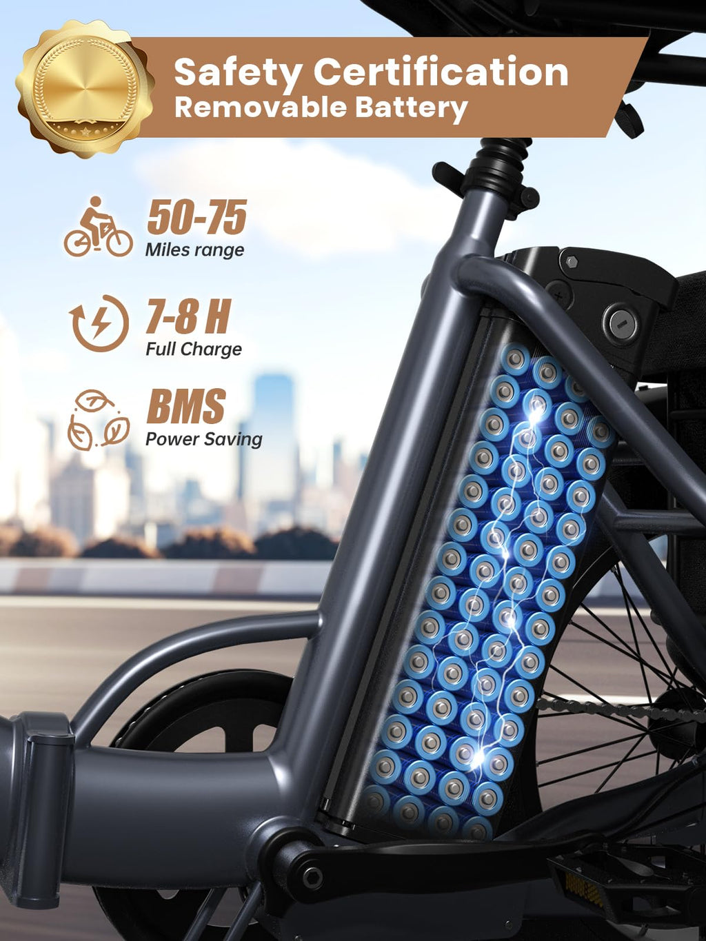 Electric Tricycle for Adults 1200W 36V 20AH Fat Tire Folding D679949