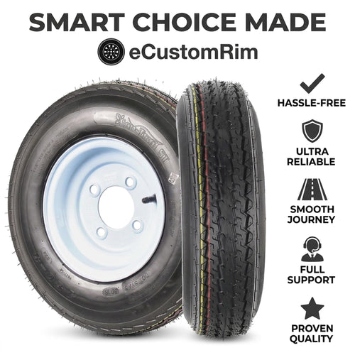 2-Pack Trailer Tire Rim Assembly 4.80-8 4 Lug White Q9708