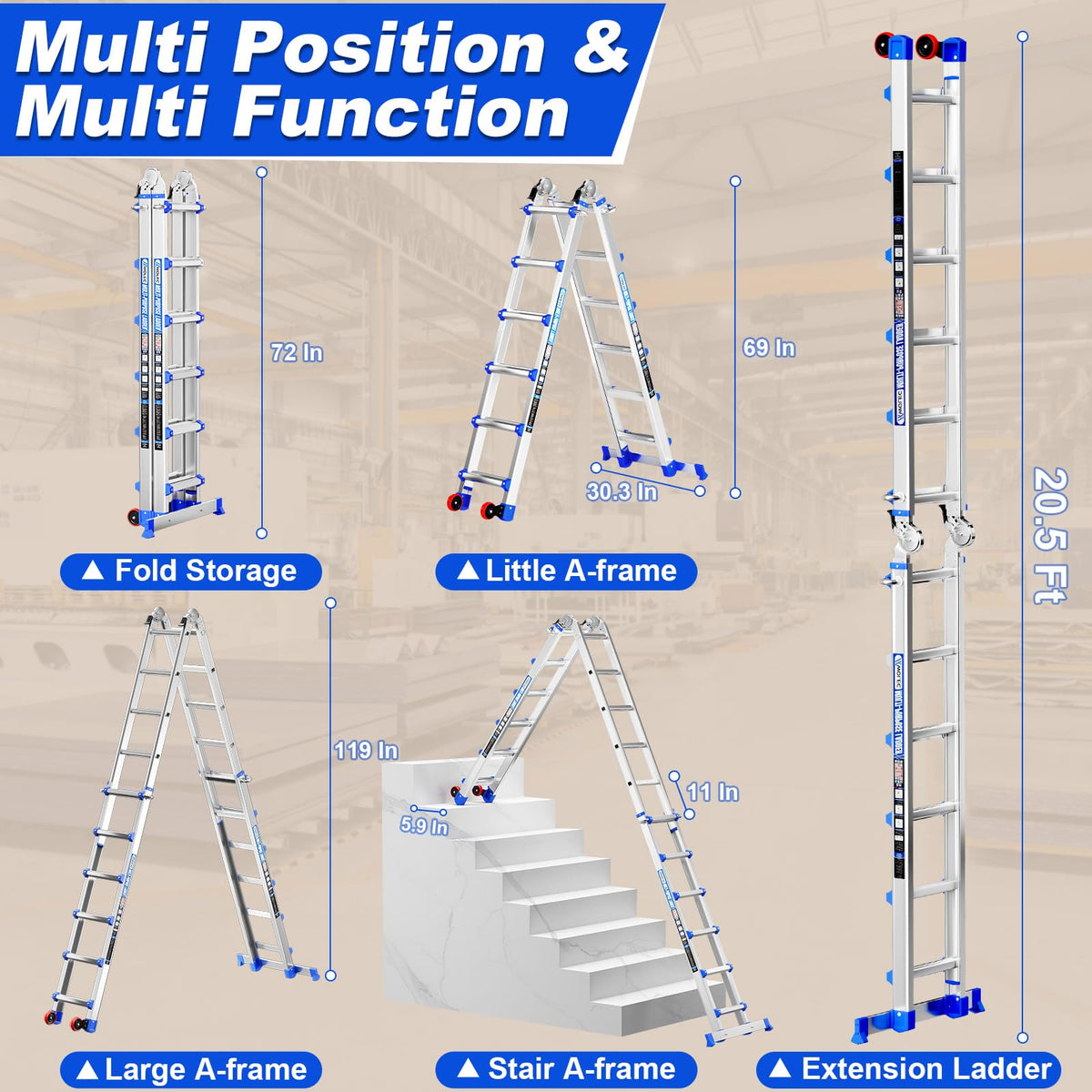 20FT Multi-Position Telescoping Ladder U891