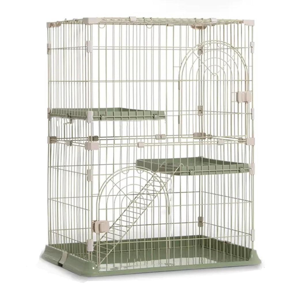 3/4-Tier Wire Cat Cage Playpen Kennel with Hammock and 3 Platforms D7609
