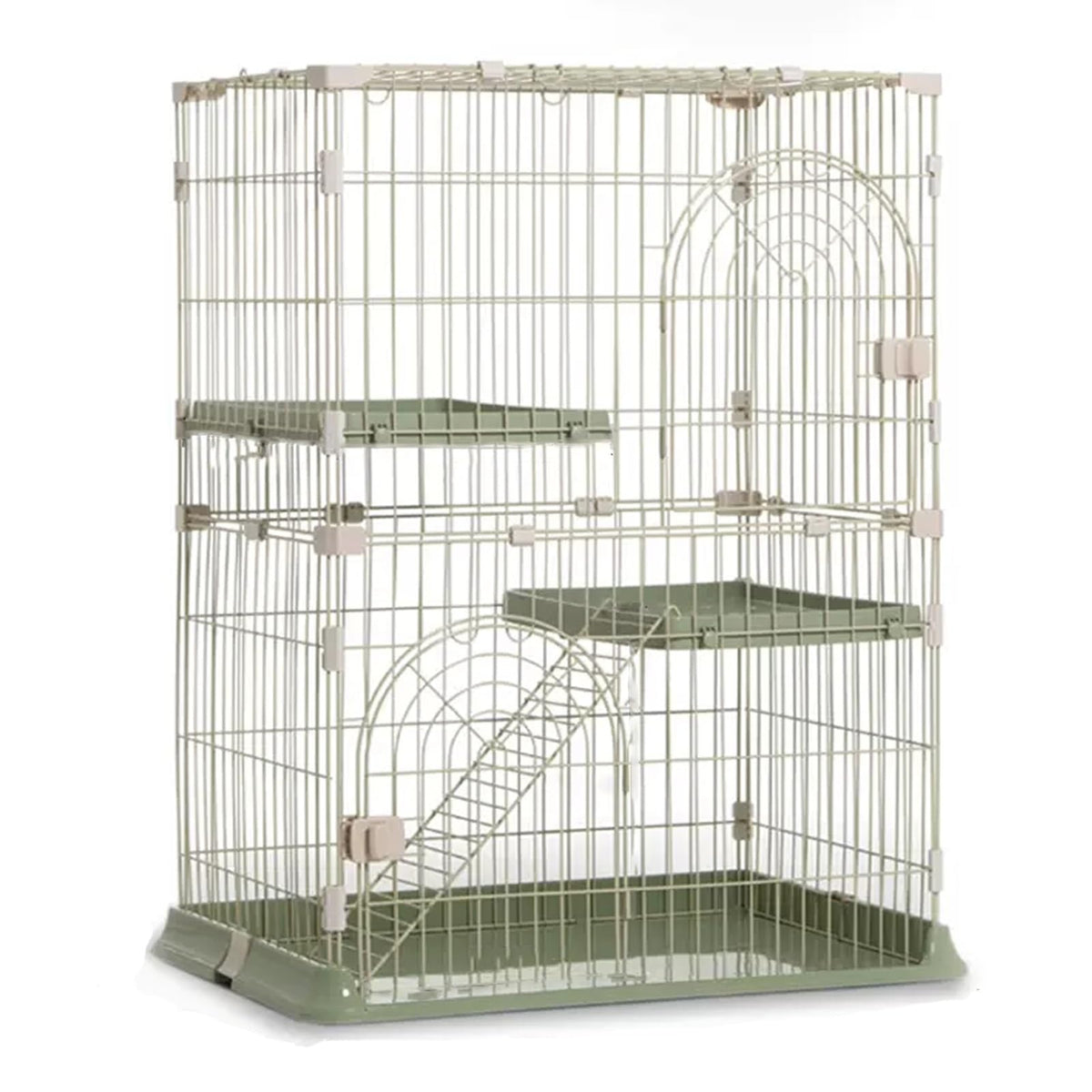 3/4-Tier Wire Cat Cage Playpen Kennel with Hammock and 3 Platforms D7609