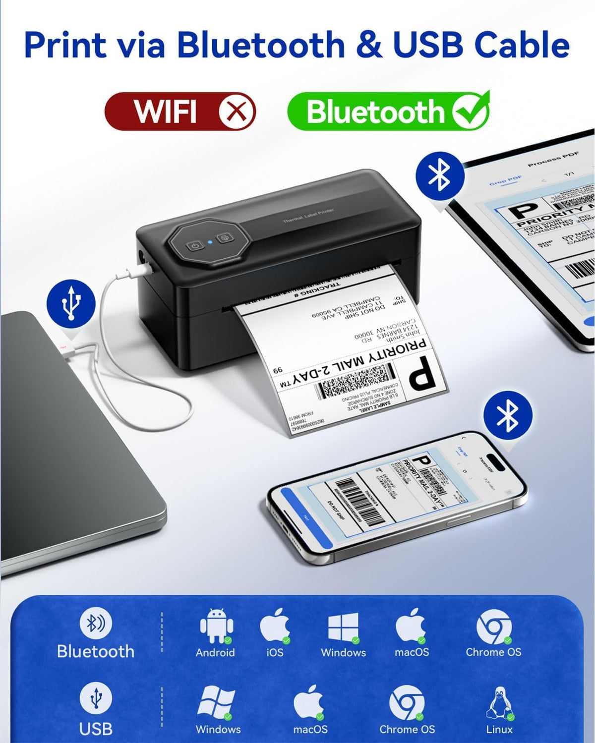 Bluetooth Thermal 4x6 Label Printer R528