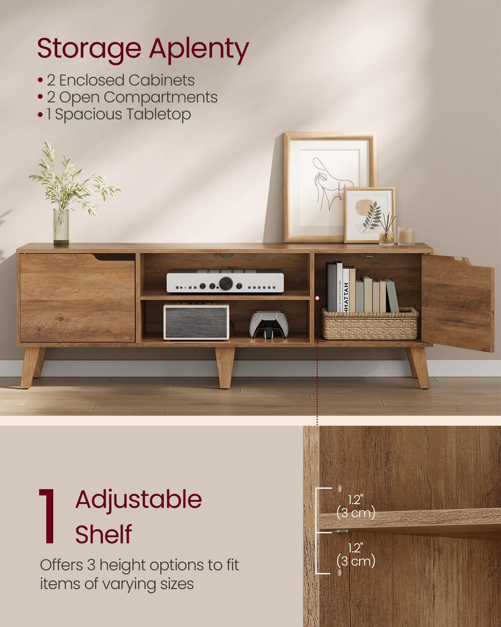 TV Stand with Adjustable Shelf E257