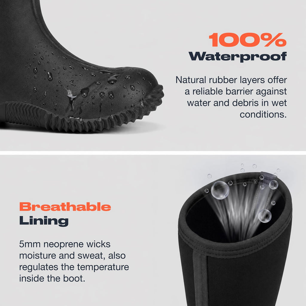 Women's Waterproof Insulated Neoprene Rubber Rain Boots R4469