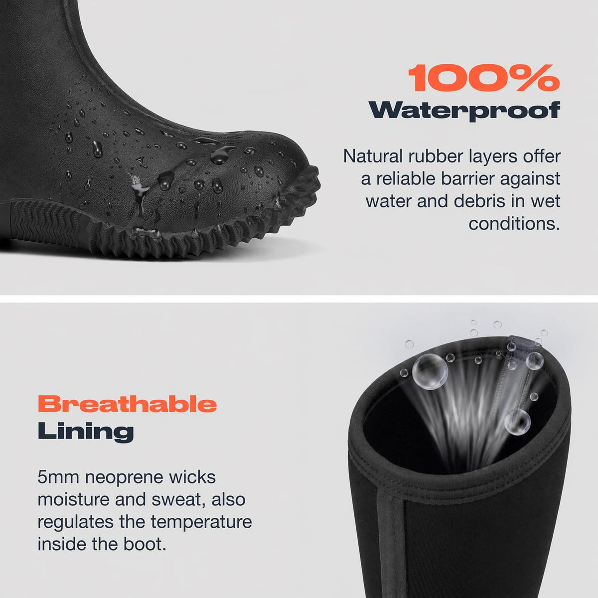 Women's Waterproof Insulated Neoprene Rubber Rain Boots R4469