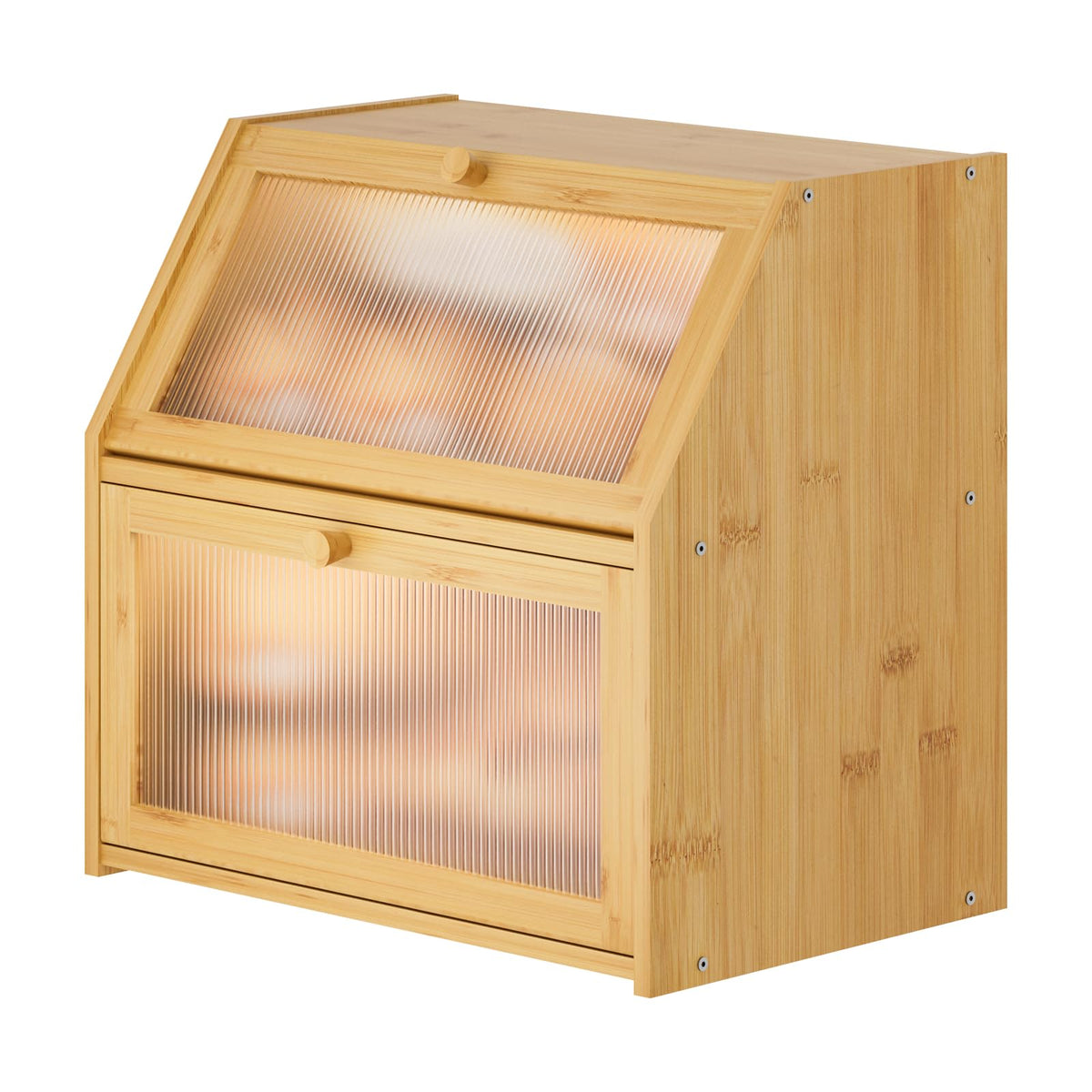 Extra Large Bamboo Wood Double Layer Bread Box X8297