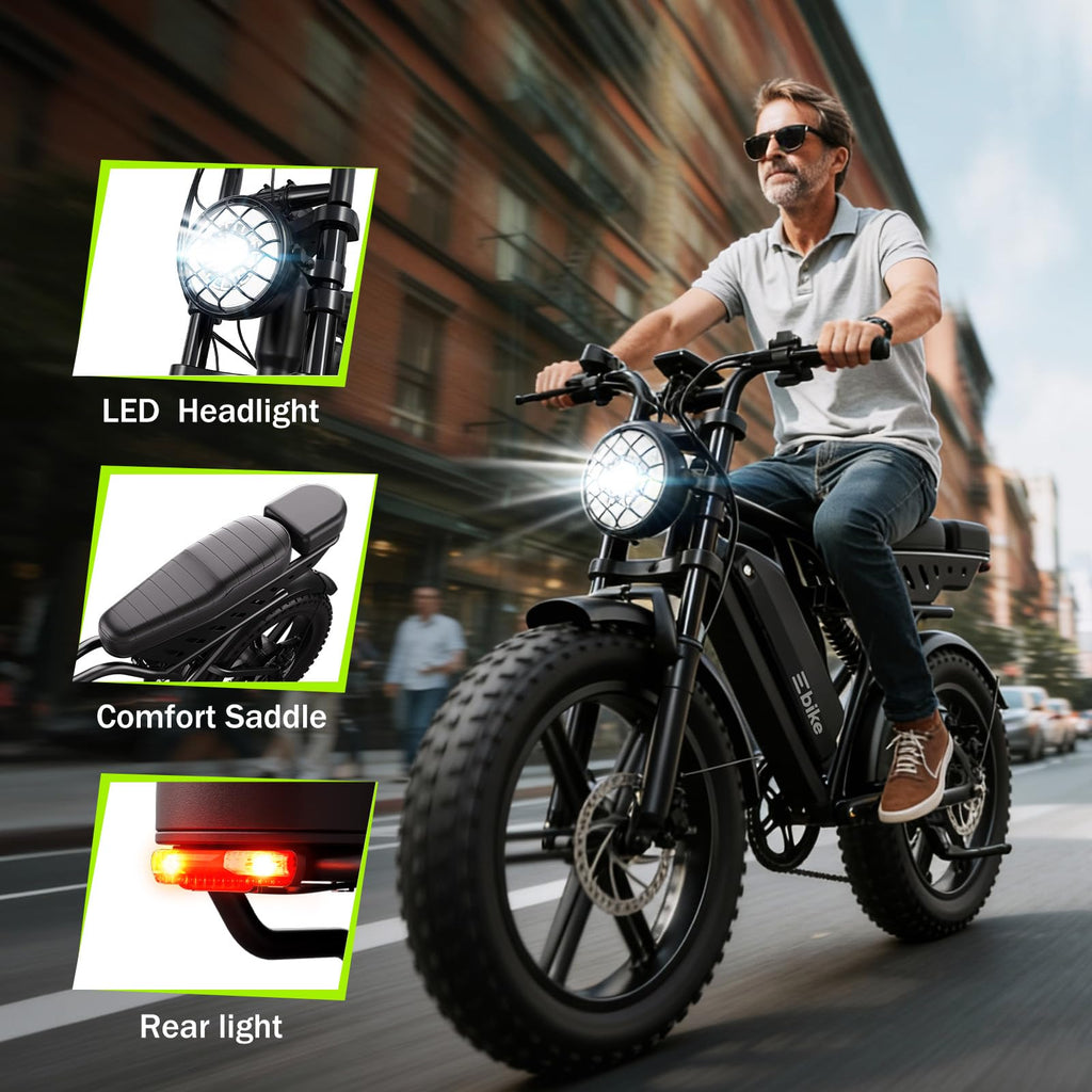 Electric Bike 48V 15Ah Battery 1500W Peak Motor 20 * 4.0 Fat Tire N53241