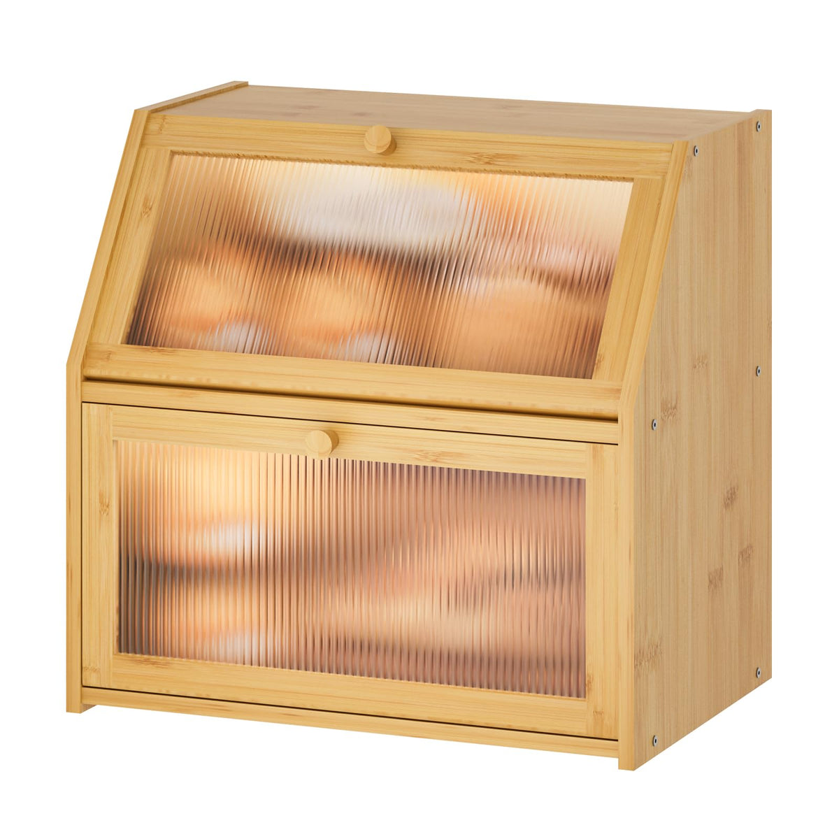 Extra Large Bamboo Wood Double Layer Bread Box X8297