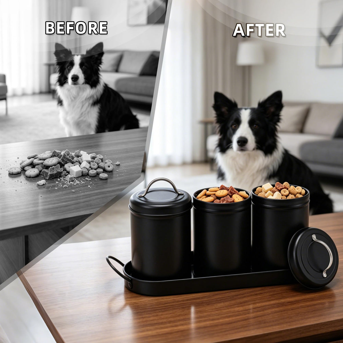 Airtight Dog Treat Container Set with Lid and Tray R152586