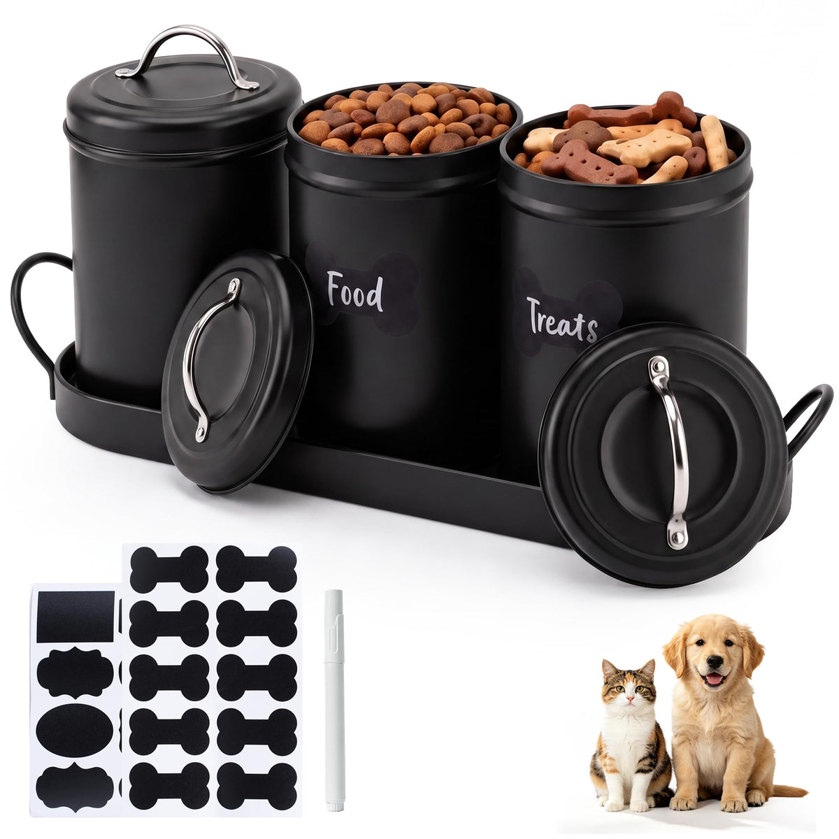 Airtight Dog Treat Container Set with Lid and Tray R152586