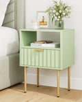 Green Night Stand with Drawer and Shelf Y3786