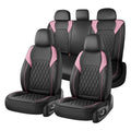 Black Pink Faux Leather Car Seat Covers Full Set E57200