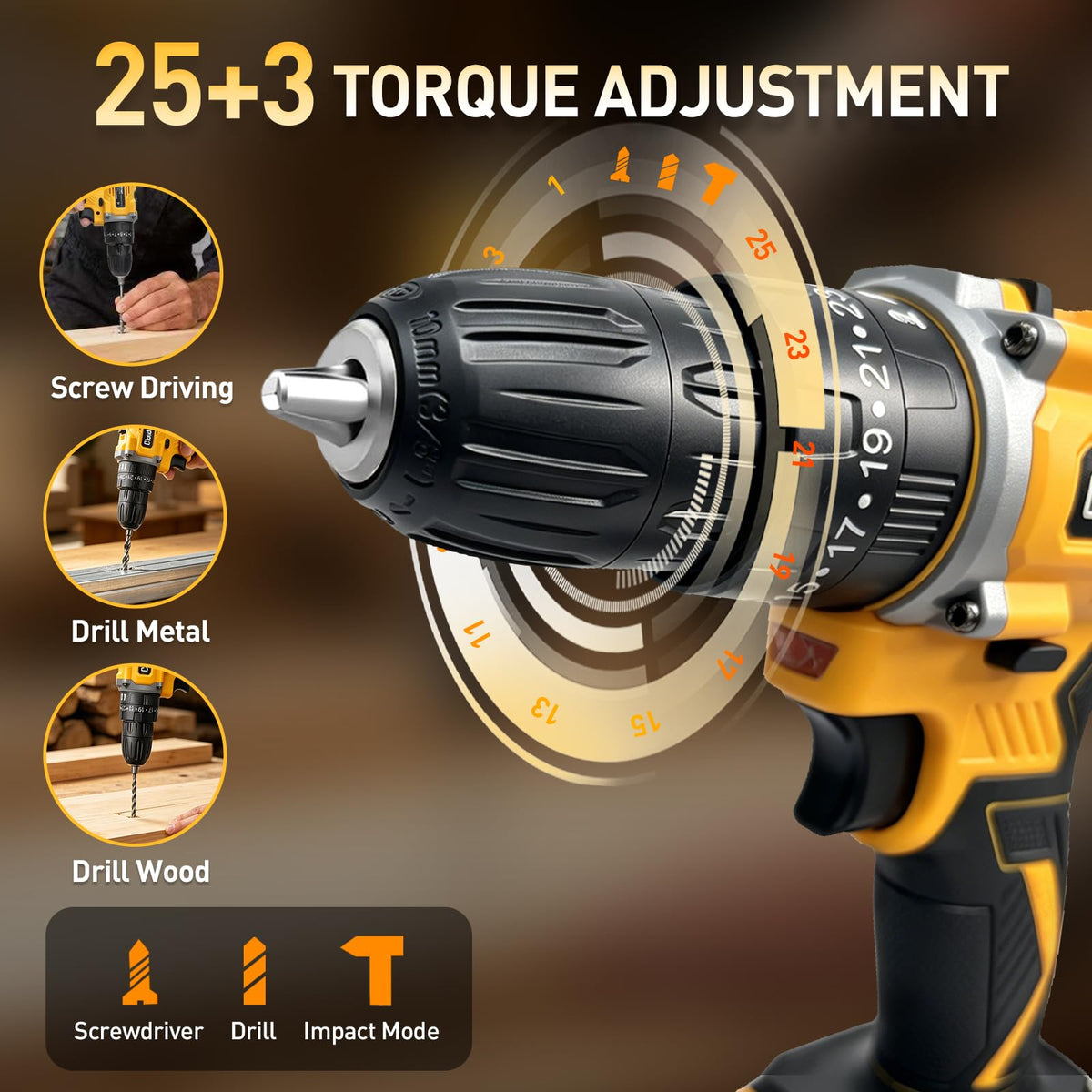 21V Cordless Drill Set with 2 Batteries and Charger J173277
