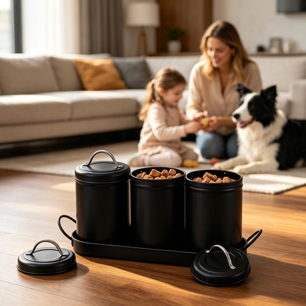 Airtight Dog Treat Container Set with Lid and Tray R152586