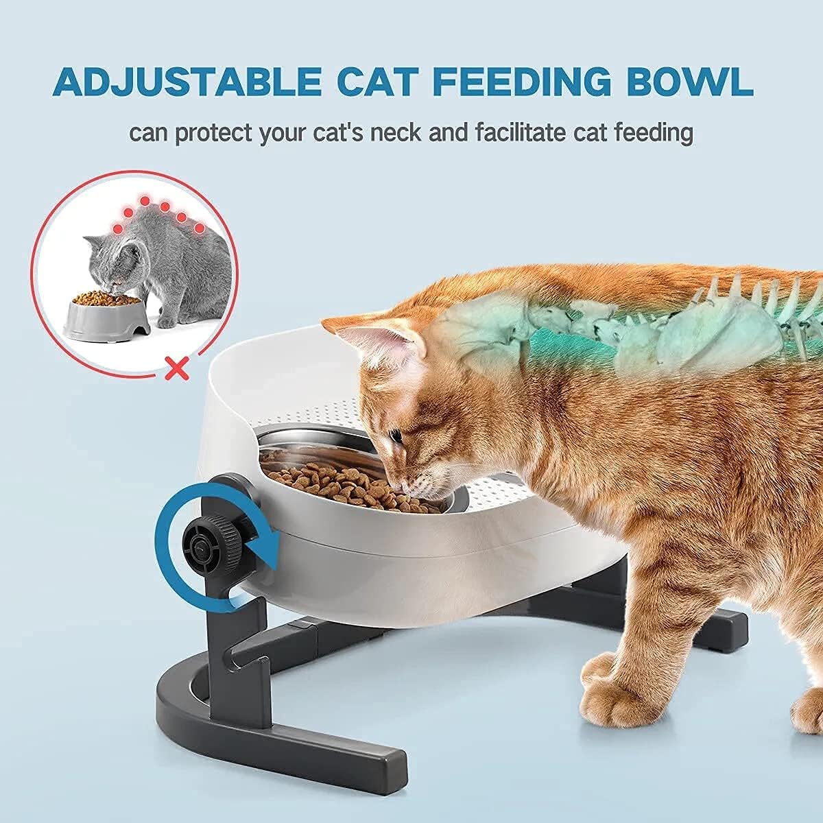 Height Adjustable Stainless Steel Cat Dog Bowls J351