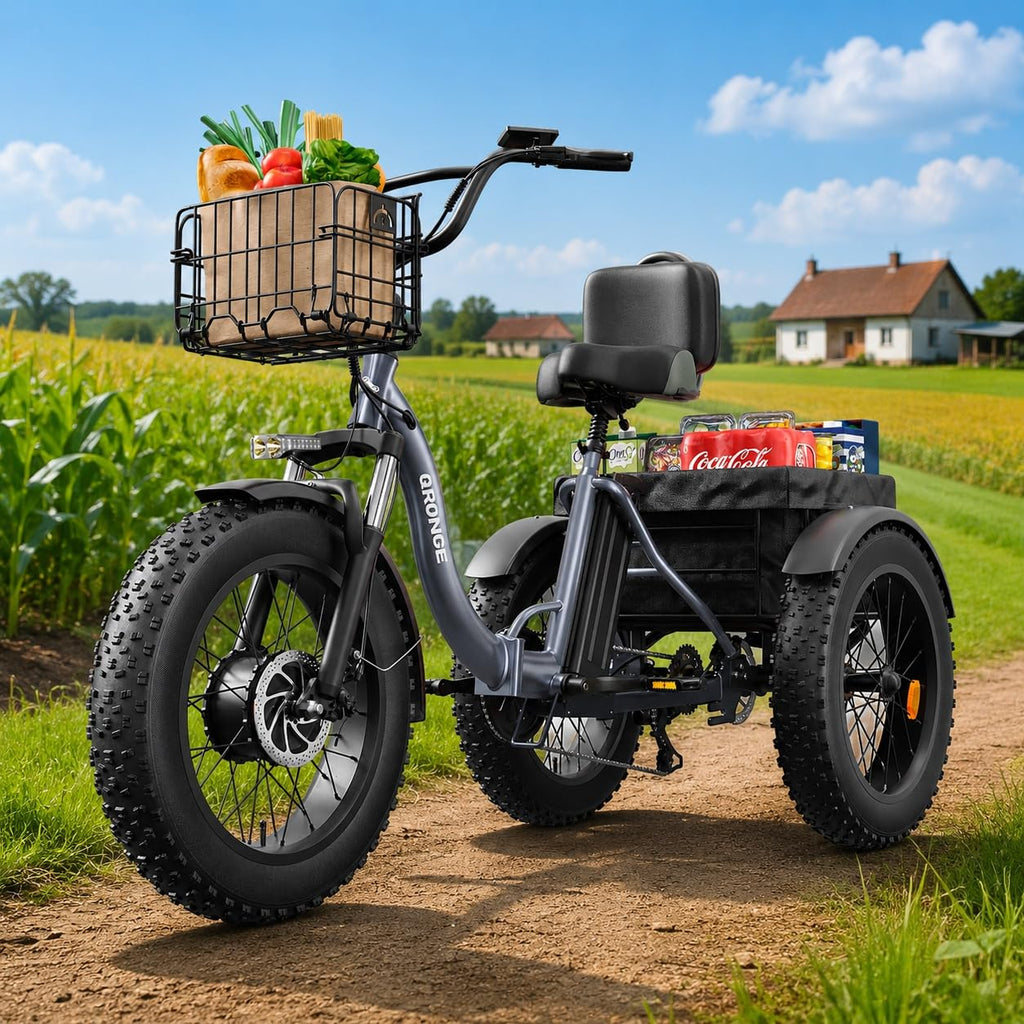 Electric Tricycle for Adults 1200W 36V 20AH Fat Tire Folding D679949