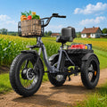 Electric Tricycle for Adults 1200W 36V 20AH Fat Tire Folding D679949