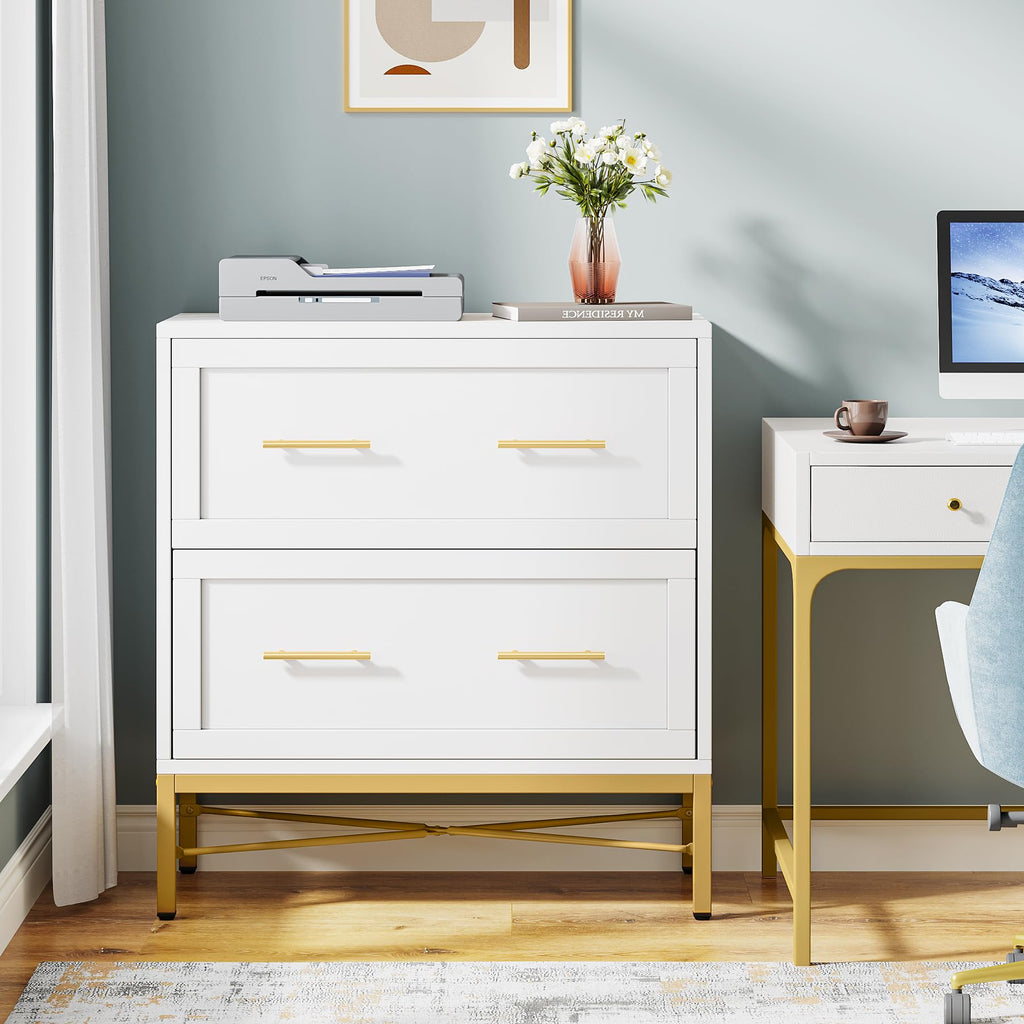 White 2 Drawer Wood File Cabinet D356001