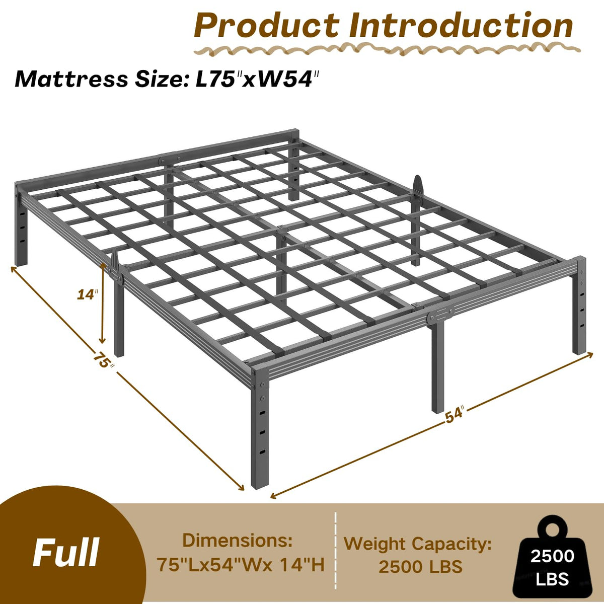 14 Inch Metal Platform Full Bed Frame with Storage Z82563