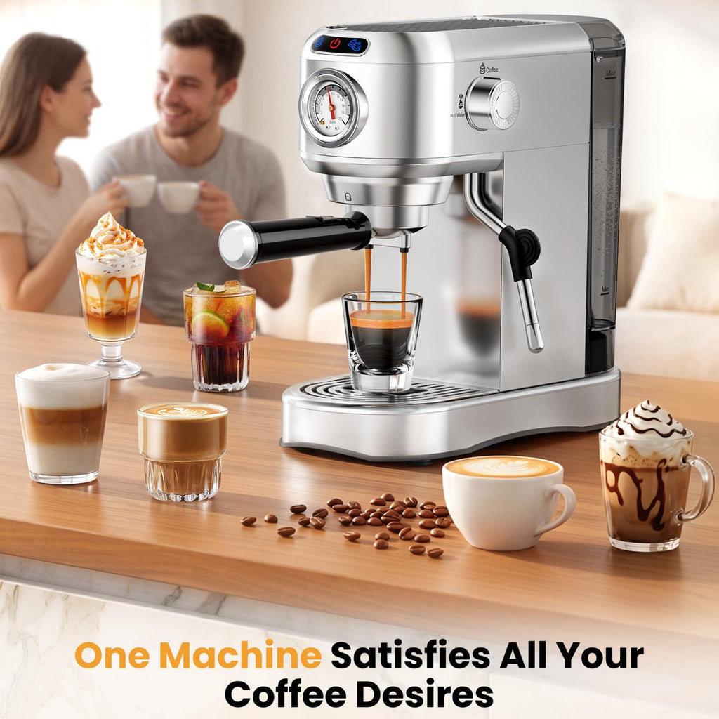 20 Bar Compact Stainless Steel Espresso Machine with Milk Frother L508