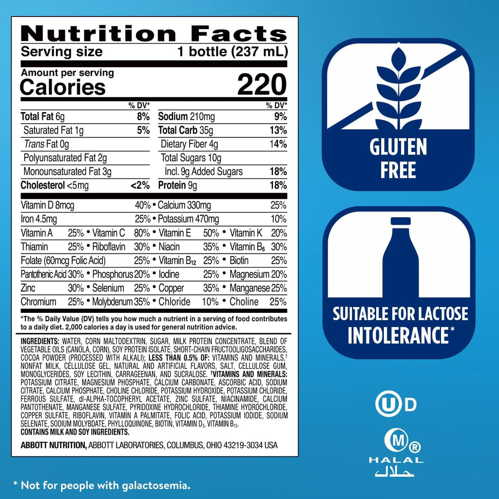 Milk Chocolate Nutrition Shake With Fiber, 24 Pack Z69674