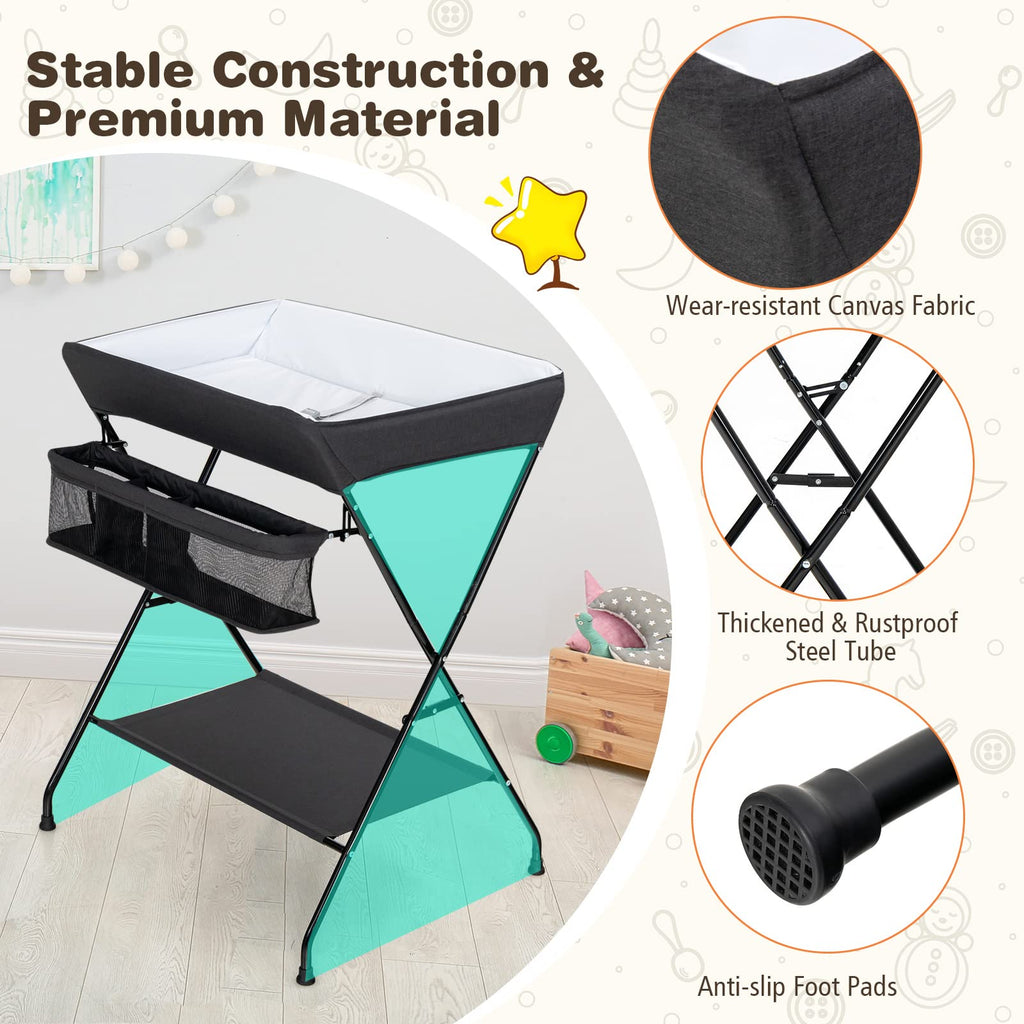 Portable Baby Changing Table with Safety Belt Black L444
